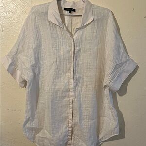 Lafayette 148 button down Ivory Textured Blouse